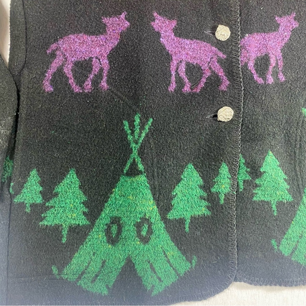 Vintage Wooded River Western Wool Blend Buffalo Totem Jacket M - Picture 5 of 15